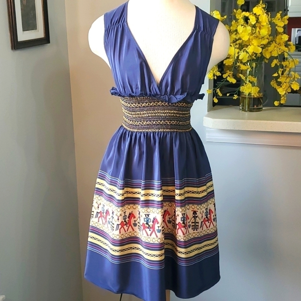 Coreylynn, 100% silk.babydol INDIE SLEAZE, size 2 USA. Blue with multiple co…